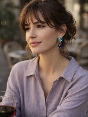 Kenneth Jay Lane Blue & Purple Drop Earrings